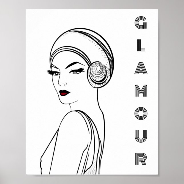Art Deco Glamour Woman Illustration Poster (Front)