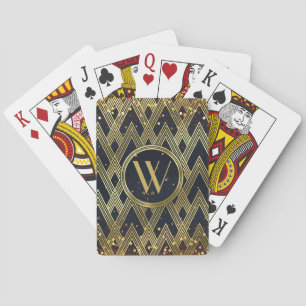 Art Deco Glamourous Geometric Pattern Monogram Playing Cards