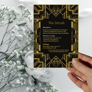 Art Deco Glamourous Gold on Black Details Card