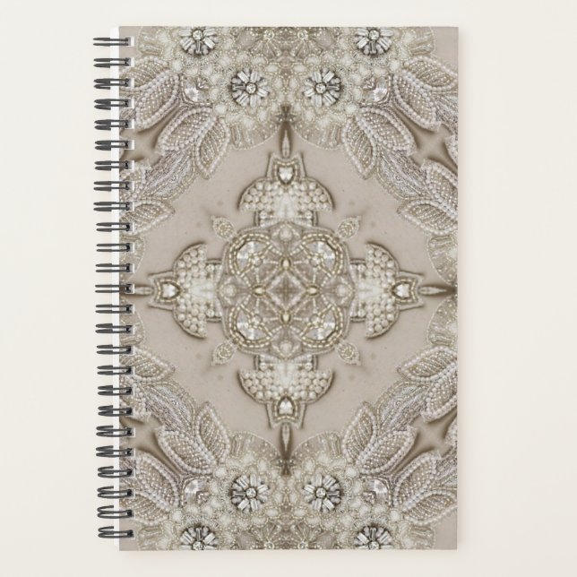  Art Deco Glamourous Vintage Fashion Grey Beige Planner (Front)
