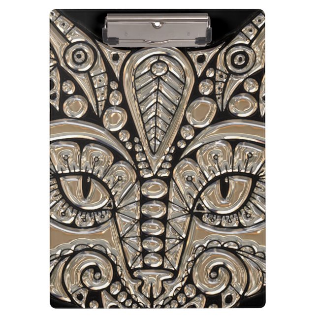 Art deco gold and black Egyptian style cat Clipboard (Front)