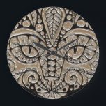Art deco gold and black Egyptian style cat Large Clock<br><div class="desc">Art deco cat face done in an elegant jewel emblem style in colours of gold,  silver and black. For all cat lovers. A decorative,   vintage ,  egyptian style cat design</div>