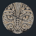 Art deco gold and black Egyptian style cat Large Clock<br><div class="desc">Art deco cat face done in an elegant jewel emblem style in colours of gold,  silver and black. For all cat lovers. A decorative,   vintage ,  egyptian style cat design</div>