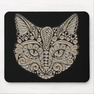 Art deco gold and black Egyptian style cat Mouse Pad