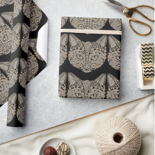 Art deco gold and black Egyptian style cat Wrapping Paper