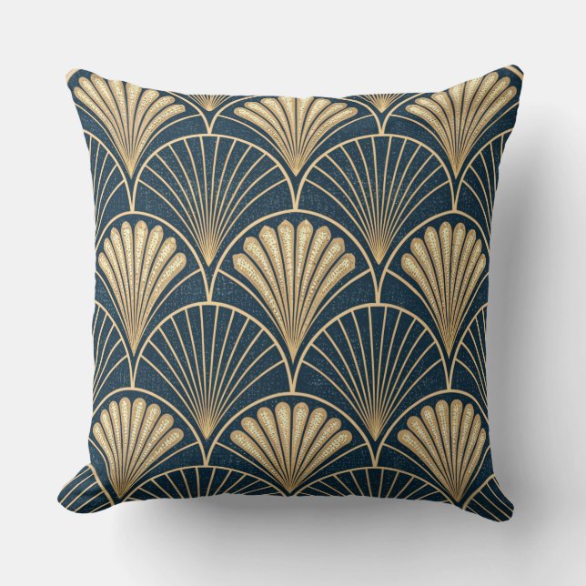 Art Deco Gold And Navy  Cushion (Front)