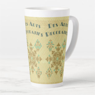 Art deco gold and teal French vintage art Latte Mug