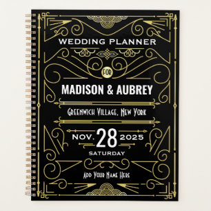 Art Deco Gold Black 1920s Elegant Gatsby Wedding Planner