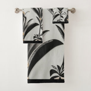 Art Deco Gold, Black and Ivory  Bath Towel Set
