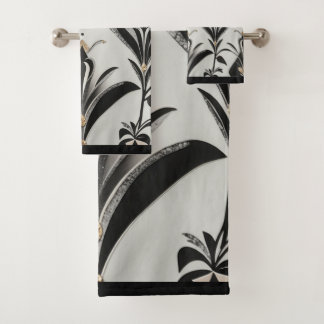 Art Deco Gold, Black and Ivory  Bath Towel Set