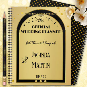 Art Deco Gold Black Confetti Wedding  Planner