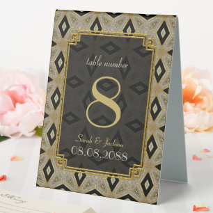 Art Deco Gold Black Diamond Wedding Table Number