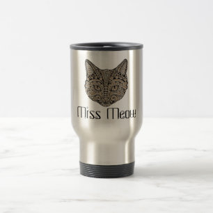 Art deco gold black Egyptian style cat Travel Mug