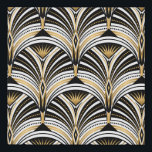Art Deco Gold Black Elegance: Roaring Twenties Faux Canvas Print<br><div class="desc">Art Deco pattern. Vintage gold black white background. Luxury seamless ornament. Roaring twenties motif Art Deco luxury pattern in gold, black, and white. Roaring twenties elegance. Embrace Mardi Gras spirit with a diamond-patterned, vibrant decor. art, deco, pattern, gold, 1920s, white, seamless, black, round, fan, tile, flower, background, abstract, illustration, texture,...</div>