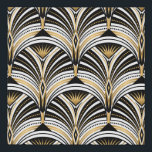 Art Deco Gold Black Elegance: Roaring Twenties Faux Canvas Print<br><div class="desc">Art Deco pattern. Vintage gold black white background. Luxury seamless ornament. Roaring twenties motif Art Deco luxury pattern in gold, black, and white. Roaring twenties elegance. Embrace Mardi Gras spirit with a diamond-patterned, vibrant decor. art, deco, pattern, gold, 1920s, white, seamless, black, round, fan, tile, flower, background, abstract, illustration, texture,...</div>