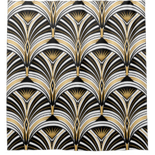 Art Deco Gold Black Elegance: Roaring Twenties Shower Curtain