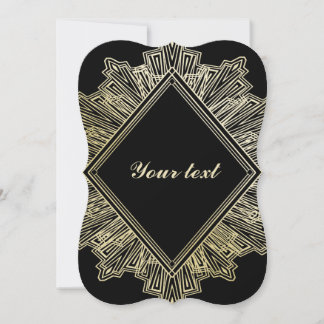 Art Deco gold black elegant wedding invitations