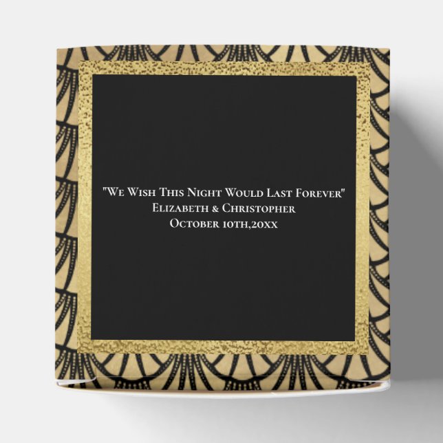 Art Deco Gold Black Gatsby 1920's Wedding Favour Box (Top)