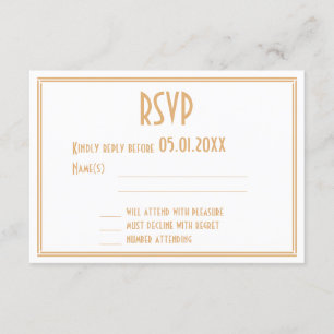 Art Deco Gold Black Great Gatsby Wedding RSVP Card