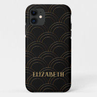 Art Deco Gold Black Name Personalised