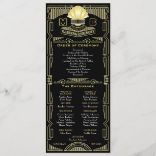 Art Deco Gold Black Order of Ceremony Entourage Program