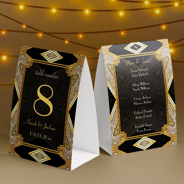 Art Deco Gold Black Wedding Table Number & Names (Creator Uploaded)