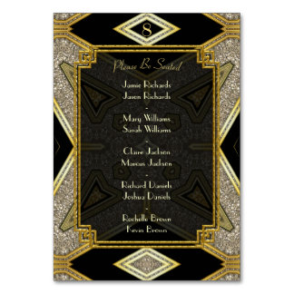 Art Deco Gold Black Wedding Table Number & Names