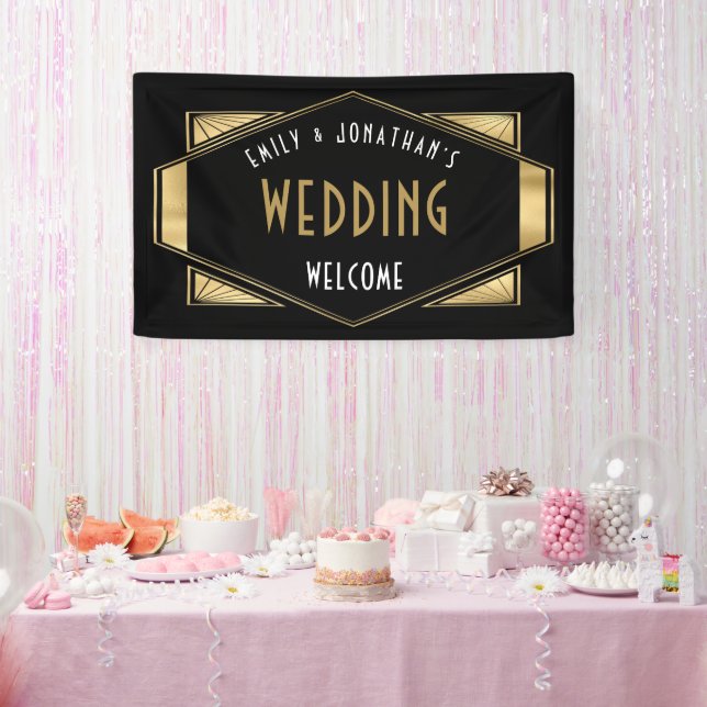 Art Deco Gold Black Welcome to Wedding Banner (Party)