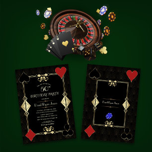 Art Deco Gold Casino Night Poker Man Birthday  Invitation