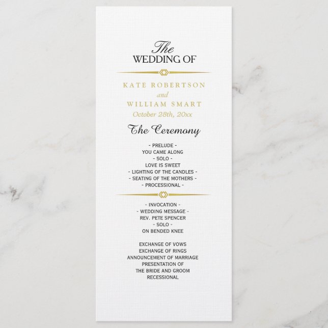 ART DECO GOLD DEVIDERS Wedding Program (Front)