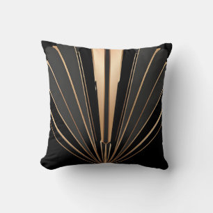 Art Deco Gold Fan Geometric Elegance Cushion