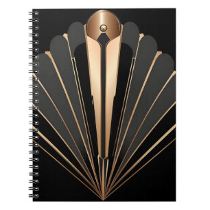 Art Deco Gold Fan Geometric Elegance Notebook