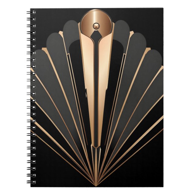 Art Deco Gold Fan Geometric Elegance Notebook (Front)
