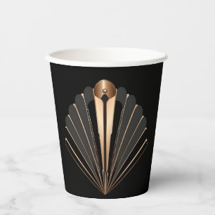 Art Deco Gold Fan Geometric Elegance Paper Cups