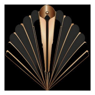 Art Deco Gold Fan Geometric Elegance Poster