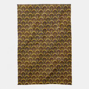 Art Deco Gold Fan Pattern Tea Towel
