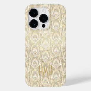 Art Deco Gold Fan Scallop Pattern Monogram Case-Mate iPhone 14 Pro Case