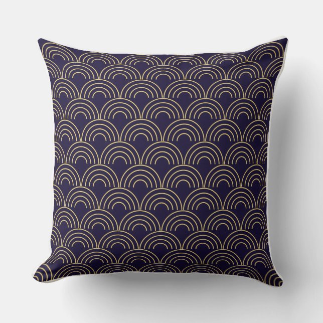 Art Deco Gold Fans Seamless Pattern Cushion (Front)