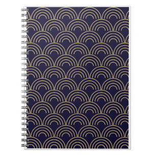 Art Deco Gold Fans Seamless Pattern Notebook