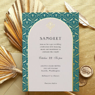 Art Deco Gold Floral Indian Wedding Sangeet