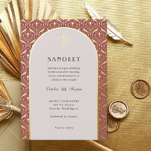 Art Deco Gold Floral Indian Wedding Sangeet