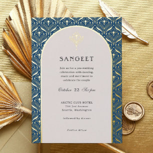 Art Deco Gold Floral Indian Wedding Sangeet