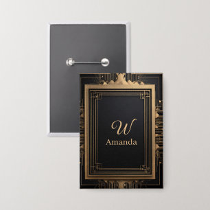 Art Deco Gold Frame with Custom Name and Initial