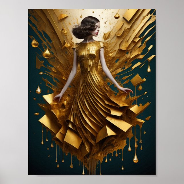 Art Deco gold girl Poster (Front)