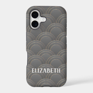 Art Deco Gold Grey Name Personalised Custom