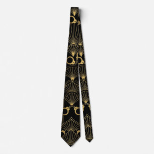 Art Deco Gold Handcuffs Pattern Corporate Humor Tie