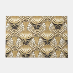 Art deco gold ivory pattern doormat