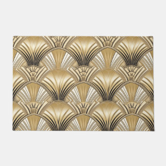 Art deco gold ivory pattern doormat