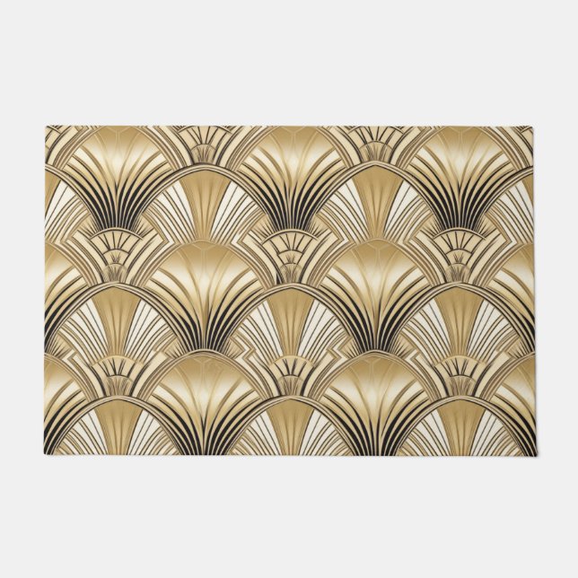 Art deco gold ivory pattern doormat (Front)