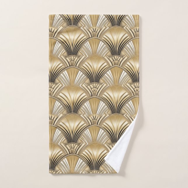 Art Deco gold ivory pattern Hand Towel (Hand Towel)
